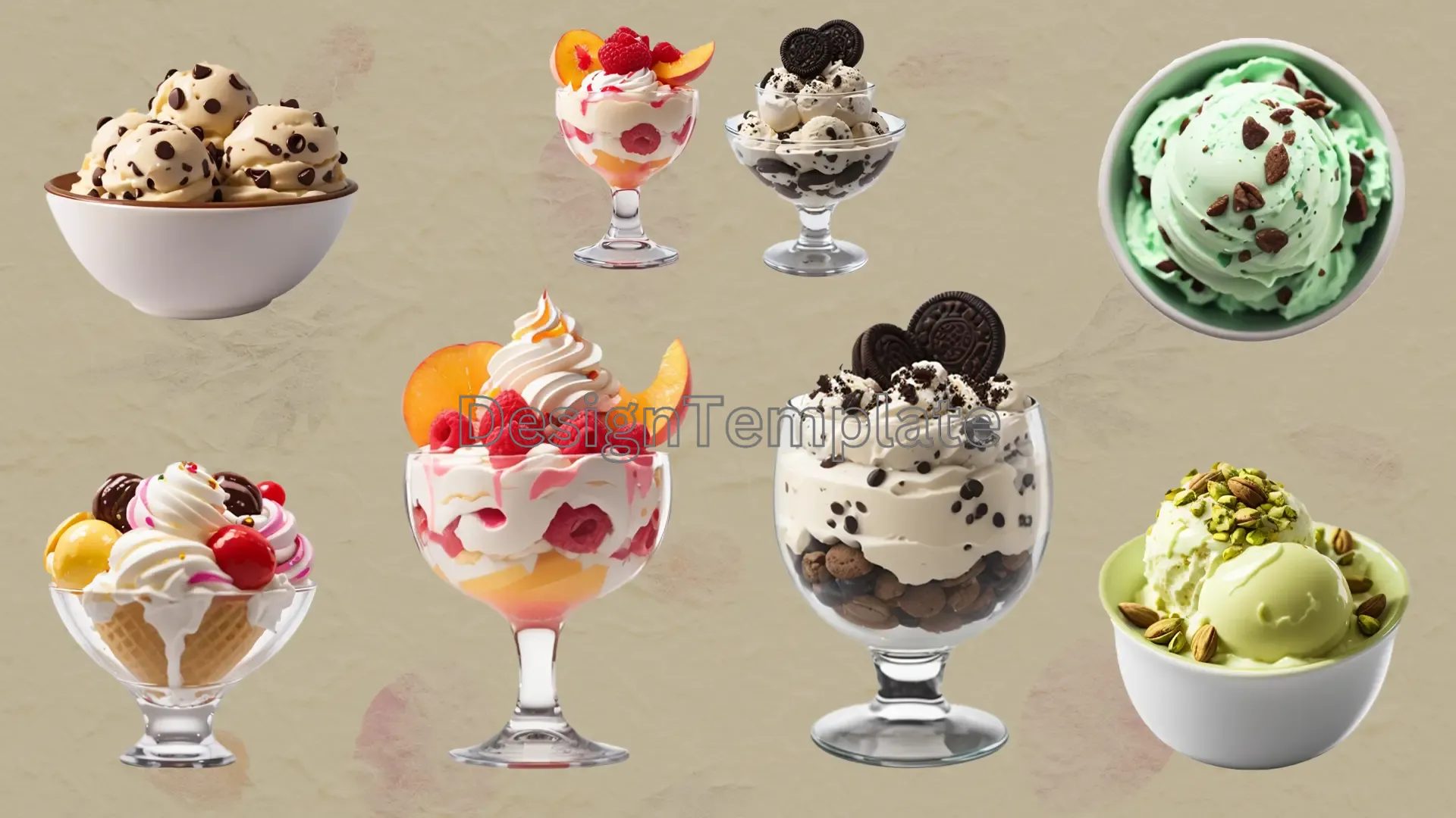 Modern 3D Ice Cream Sundae Element Pack